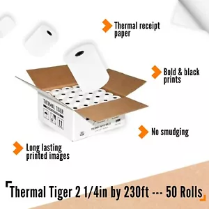 Thermo Tiger Thermopapier Rollen 2 1/4 x 230, BPA-frei 50 Rollen Packung - Bild 1 von 7