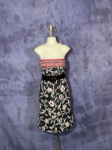 Trägerloses schwarzes Kleid Wäsche von Shelli Segal Größe 2 Gürtel Party Damen - Bild 1 von 12