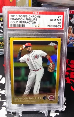 2015 ToPps cromo refractor oro #6 Brandon Phillips 47/50 PSA gema como nuevo 10 Foto 1 de 4