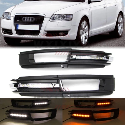 Cubierta de faro antiniebla LED DRL para Audi A6 C6 2009 2010 2011 luz de circulación diurna con giro Foto 1 de 4