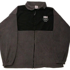 VTG 2012 London USA Olympic Jacket Committee Fleece Large Black Gray 2 Tone EUC - Picture 1 of 11