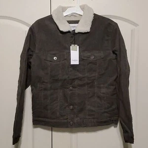 Goodfellow & Co Men's Sherpa Lined Corduroy Olive Green Button-up Jacket SMALL - Picture 1 of 7