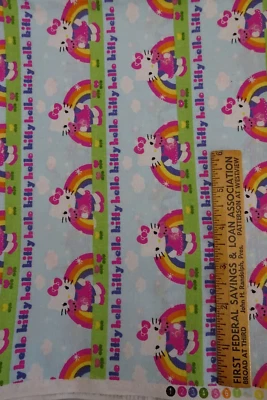 Cotton Fabric 1-1/2 yds x 44" Springs Creative HELLO KITTY TEDDY RAINBOW WALK - Image 1 of 4