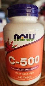 Now Vitamin C-500 w/ Rose Hips 🌹 250 Tablets Best By 11/2024 - Picture 1 of 3