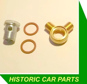 MGA 1500 Mk1 1955-59 - 1½” SU REAR Carb DOUBLE BRASS BANJO UNION, BOLT & SEALS - Picture 1 of 1