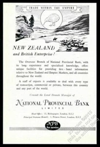 Arte de aves kiwi 1947 Banco Provincial Nacional de Nueva Zelanda anuncio impreso de colección - Imagen 1 de 1