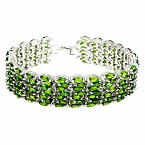 Shola Vrai Naturelle Vert Chrome Diopside Bracelet 925er Argent B133 - Bild 1 von 5