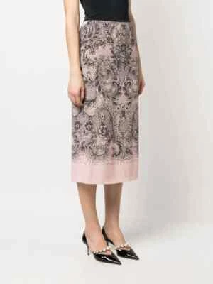 Falda VALENTINO Rosa Seda Estampado Encaje Talla 40 Foto 1 de 4
