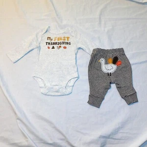 NEW Baby First Thanksgiving Newborn Outfit Unisex Turkey Pants Long Sleeve - Picture 1 of 4