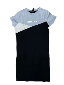 88# New Look Girl’s Black/Blue T-Shirt Round Neck Short Sleeve Dress 10-11 Years - Picture 1 of 11