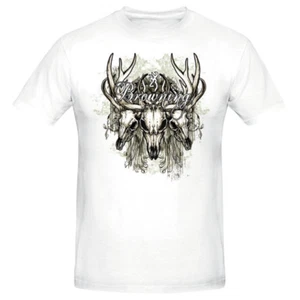 Camiseta Juvenil Vintage Calavera de Ciervo Marrón Buckmark Blanca S M L XL - Imagen 1 de 2