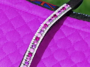 FSS Raspberry Pink Fuchsia Violet Crystal SHIMMER Bling U Curve Shape Browband🦄 - Picture 1 of 1