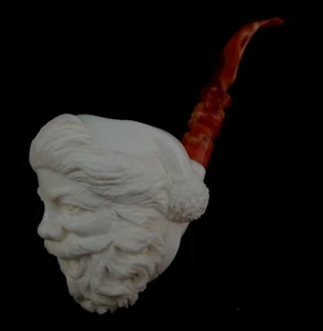 Pipa de tabaco para fumar con bloque de espuma de mar AGovem tallada a mano para Santa Clause, AGM-1400 - Imagen 1 de 13