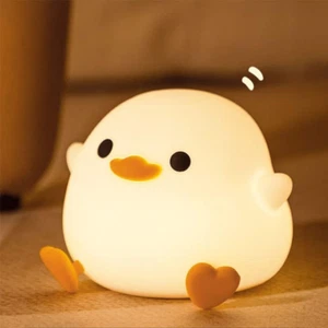 Cute Duck Night Light, Animal Silicone Nursery Rechargeable Dimmable Table Lamp, - Picture 1 of 12