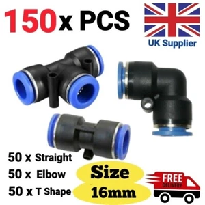 150XPCS STRAIGHT/ELBOW/T-PIECE NYLON PNEUMATIC PUSH FIT CONNECTOR AIR LINE HOSE - Picture 1 of 7