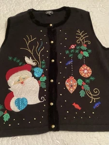 Lisa International Ugly Christmas Sweater Weste Gr. XL Weihnachtsmann, schwer verziert - Bild 1 von 8