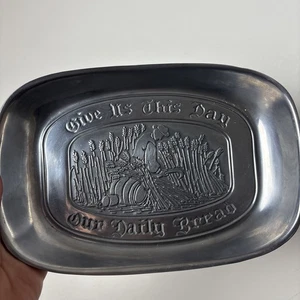 vintage Duratale By Leonard Give Us This Day Our Daily Bread silvertone tray - Picture 1 of 7