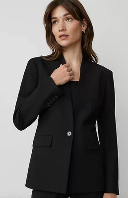 NEW ANN TAYLOR BLACK COLLARLESS SEASONLESS STRETCH BLAZER JACKET SZ 4 - Image 1 of 4
