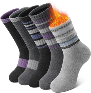 5 Pairs Merino Wool Socks for Women Winter Thick Warm Hiking Socks Women Thermal - Picture 1 of 12