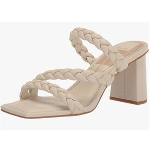 Dolce Vita Pang Heeled Sandals Ivory Stella Size 8 NIB Braided Slip On Strappy - Picture 1 of 13