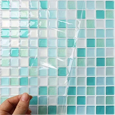  Pelar y pegar salpicadero 3D mosaico azulejos pegatinas pared 9,29"x9,29" azul claro Foto 1 de 4