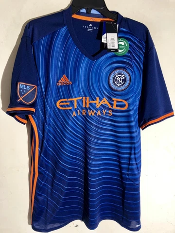 ADIDAS MLS NEW YORK CITY FC NYCFC BLUE TEAM JERSEY MEN'S SMALL Cover