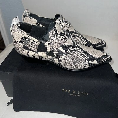 Rag & Bone Westin Harness Bootie Black/White Sz 9 (39 EU) MSRP $550- New In Box - Image 1 of 4