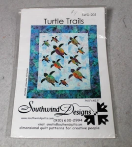 Turtle Trails Quilt Pattern Southwind Designs 74.5 x 62.5 Sea Animals Batik - Picture 1 of 1