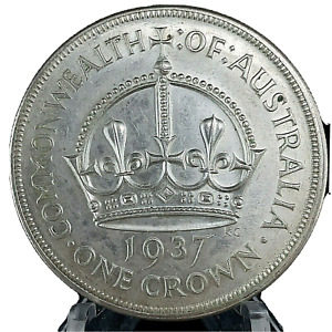 1937 Australia 1 Crown George VI Coronation Gem Uncirculated Silver Coin KM#34