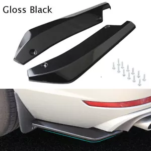 Universal Car Rear Bumper Protector Lip Diffuser Spoiler Splitter Gloss Black - Picture 1 of 12
