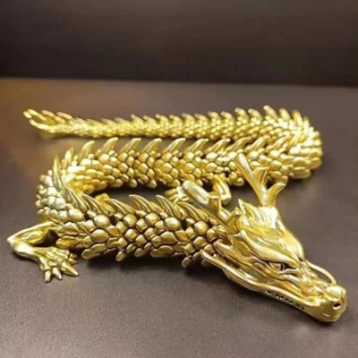 Juguete de dragón dorado de cinco garras de latón adorno de decoración de oficina de escritorio Foto 1 de 4