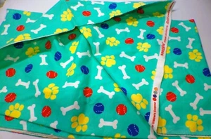 Joann Snuggle Flannel Fabric - Paw Prints, Bones and Balls  - 1 Yard - D-300-D - Picture 1 of 4