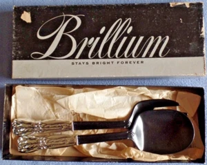 BRILLIUM PLASTIC SALAD SPOON AND FORK SET BLACK SILVER 10.5" L X 2.75"W - Imagen 1 de 7