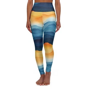 Blushing Heights High Waisted Mountain Sunrise Yoga Leggings - Picture 1 of 25