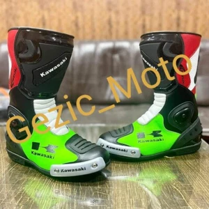 Kawasaki New motorbike motorcycle leather racing boots shoes Riding Race onroad - Picture 1 of 2