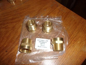 LOT OF (4) 3/4" F Hose x 3/4" Male MIP OR NPT Threaded Brass Adapter Fittings - Picture 1 of 2