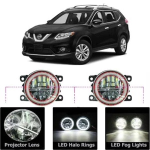 LED Fog Light Kit Angel Eye Rings DRL Daytime Running Lamp Fit For Nissan Rogue - Picture 1 of 10