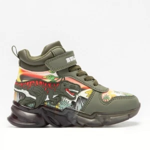 Bull Boys Scarponcino Mid Bambino Dinosauro T-Rex Con Luci - AS42 (Verde Palude) - Foto 1 di 6