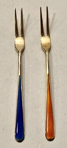 Vintage NM Thune STERLING SILVER 925 Guilloche Olive/Pickle Fork - Picture 1 of 4