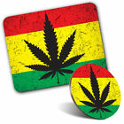 Mouse Mat & Coaster Set - Cannabis Rasta Flag Jamaica  #14456
