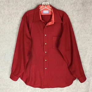 VINTAGE 60's Pendleton Shirt L Large Button Up Long Sleeve Wool USA Made Red - Picture 1 of 9