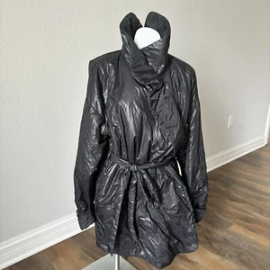 Norma Kamali Women’s Size XL Sleeping Bag Car Belted Black Puffer Coat - Picture 1 of 12