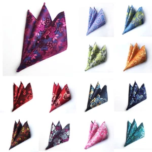 Mens Stylish Colorful Flower Paisley Pocket Square Handkerchief Wedding Hanky - Picture 1 of 26