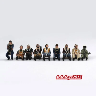 9pcs 1/48 WWII Male Pilot soldier Scene Miniatures Figures For Cars Vehicle Toy - Image 1 of 4