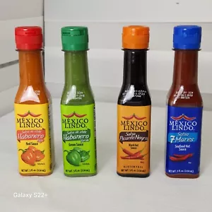 Neu 4er Pack Mexico Lindo Bite Chill Hot Sauce Variety Pack 5 Fl. oz. ( 150ml ) - Bild 1 von 7