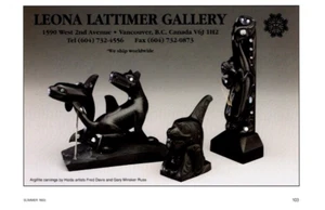 1993 AMERICAN INDIAN ARGILLITE CARVINGS PRINT AD, HAIDA ARTS EXHIBIT, RUSS, AD - Picture 1 of 2