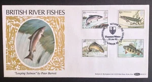 GB Benham 1983 British River Fish Set en Salmón Primer Día Cubierta Támesis Agua SHS - Imagen 1 de 1