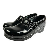 Sanita Koi Lindsey Clog 41 Black Patent Leather Slip On Womens Professional Shoe