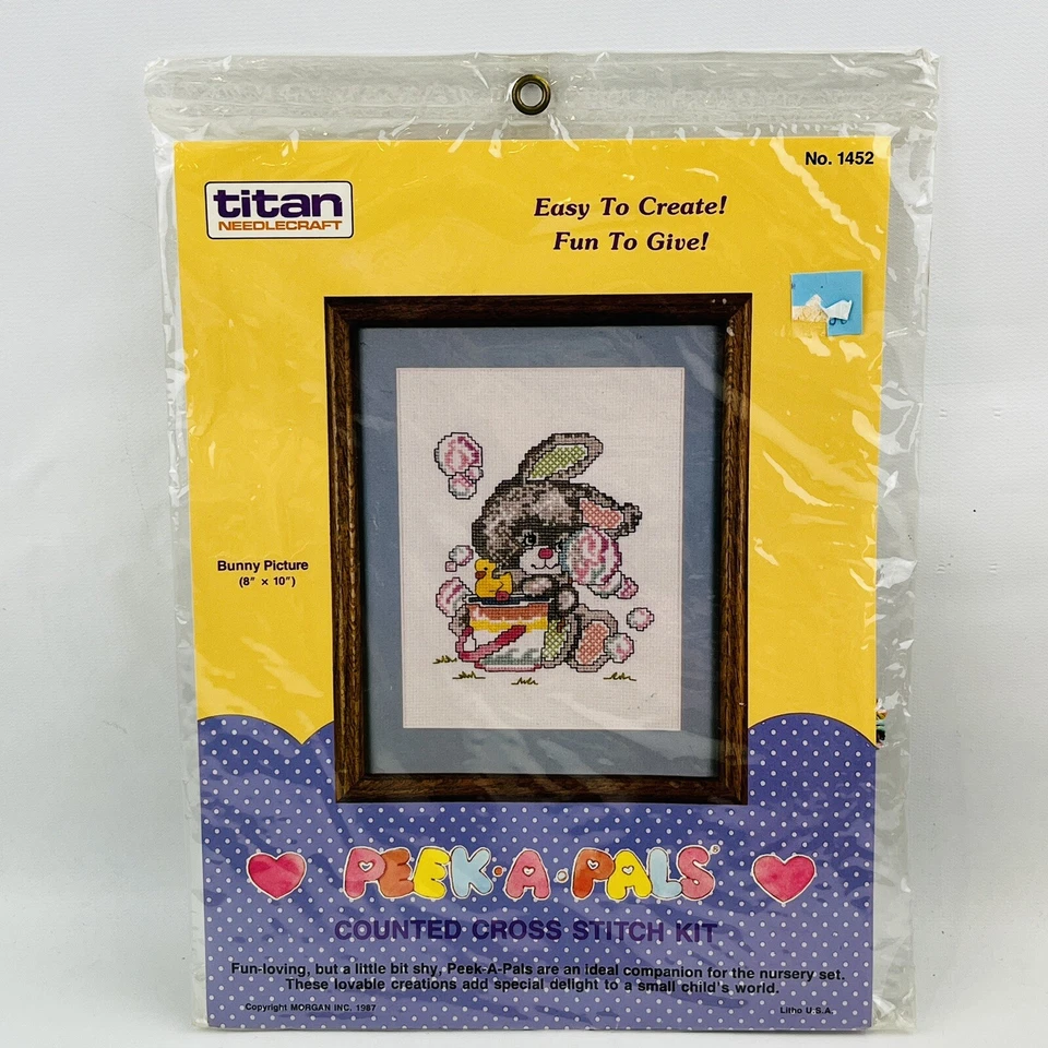 Titan Needlecraft Peek A Pals Bunny Picture #1452 Counted Cross Stitch Kit