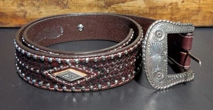 Nocona Belt Co Herren Azteken Western dunkelbraun Ledergürtel - Größe 32 - NEU - Bild 1 von 14